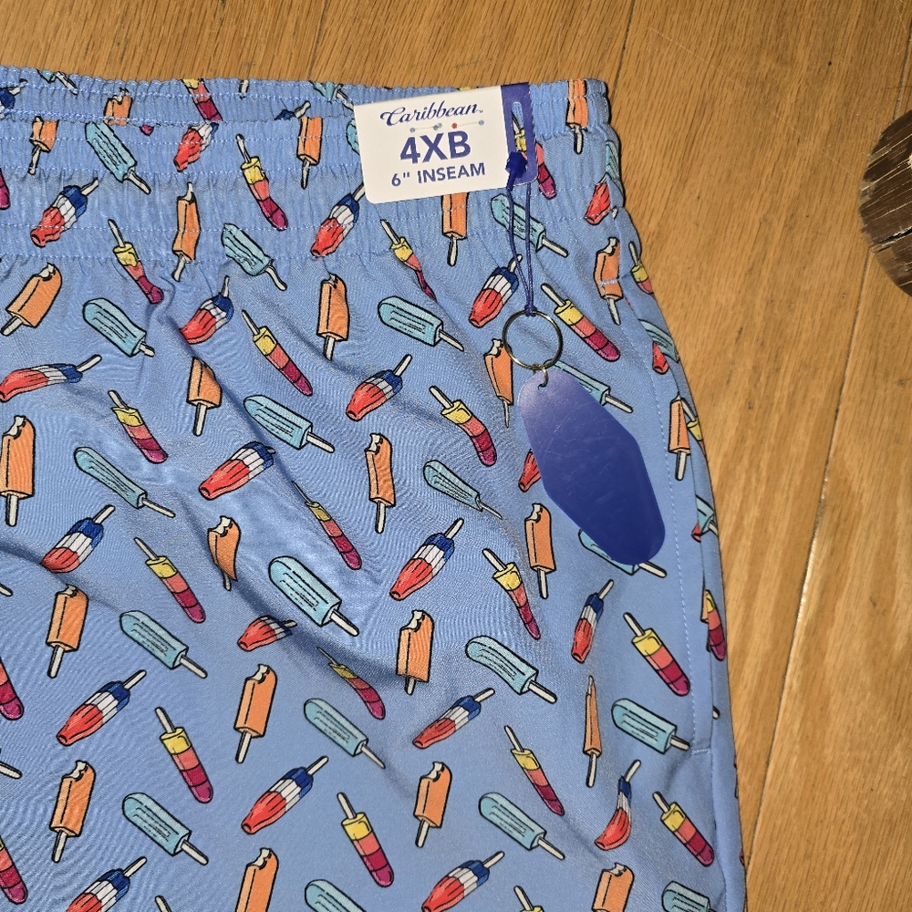 Blue Popsicle Print Swim Shorts 4XB CARIBBEAN - Picture 2 of 3